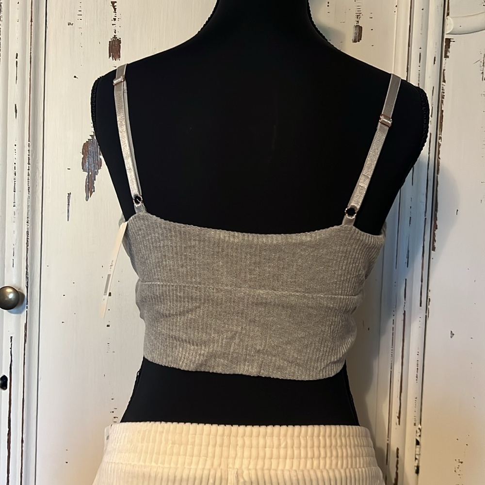 Gray Ribbed Women's Top - Picture 2 of 9